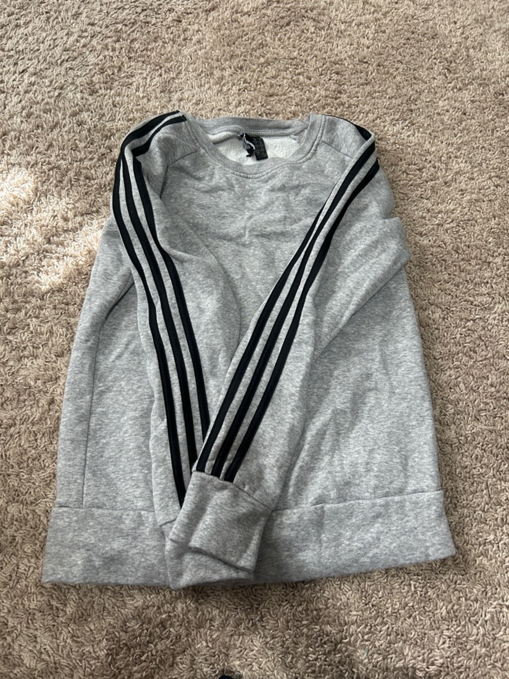 adidas Gray Sweatshirt with Black Three-Stripe Detail
